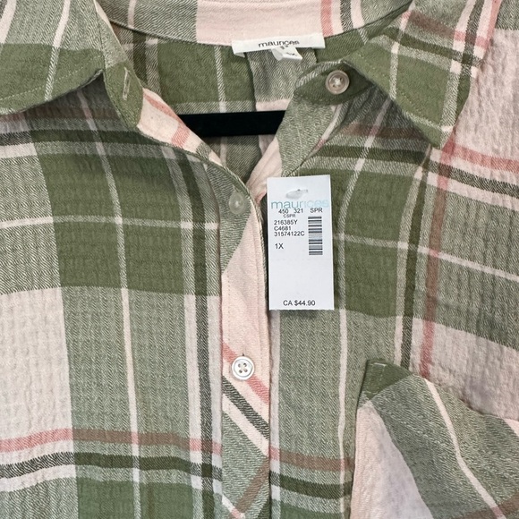 Maurice’s plus size pucker plaid button up shirt - Picture 5 of 5